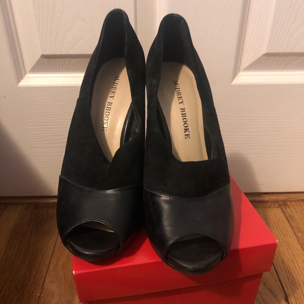 Audrey Brooke peep toe booties